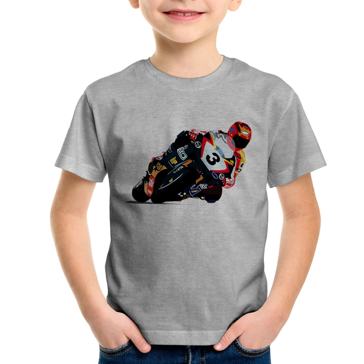 Camiseta Infantil Motorcycle Racing - Cinza