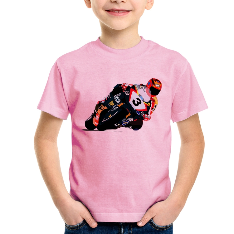 Camiseta Infantil Motorcycle Racing - Rosa Bebê