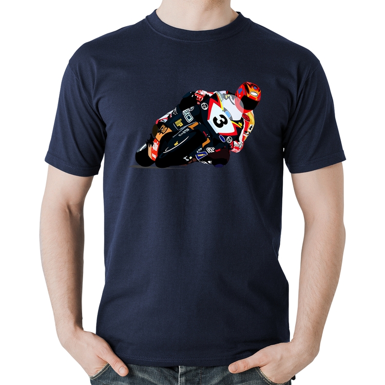 Camiseta Algodão Motorcycle Racing - Marinho