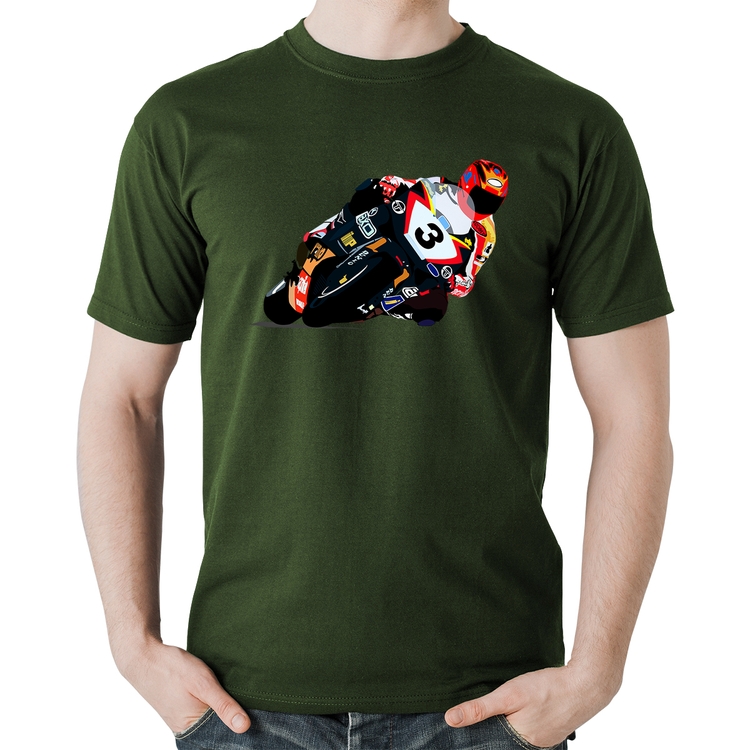 Camiseta Algodão Motorcycle Racing - Musgo