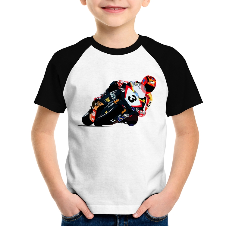 Camiseta Raglan Infantil Motorcycle Racing