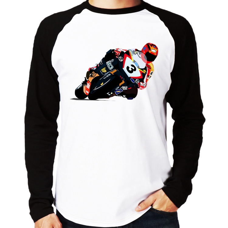 Camiseta Raglan Motorcycle Racing Manga Longa