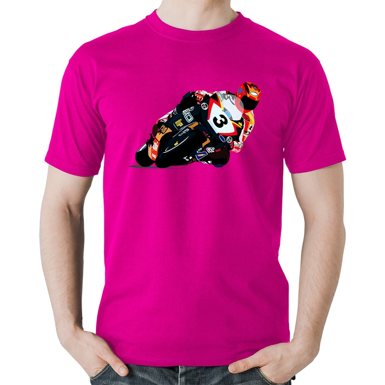 Camiseta Algodão Motorcycle Racing - Rosa
