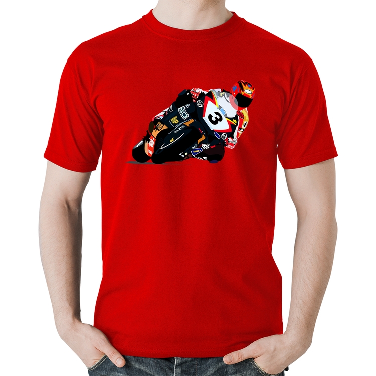 Camiseta Algodão Motorcycle Racing - Vermelha