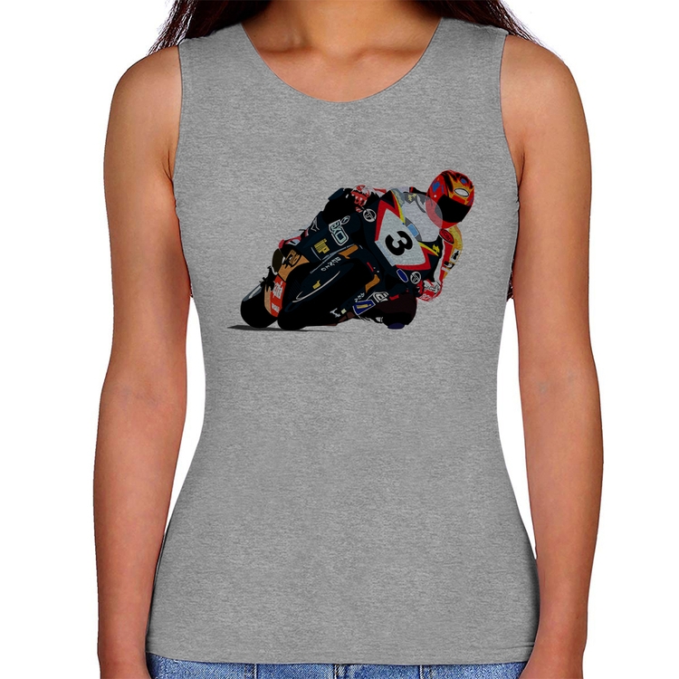 Regata Feminina Motorcycle Racing - Cinza