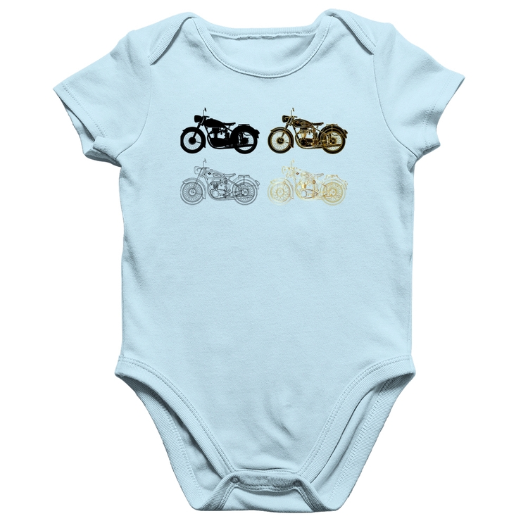 Body Bebê Algodão Motorcycle Vector - Azul Bebê