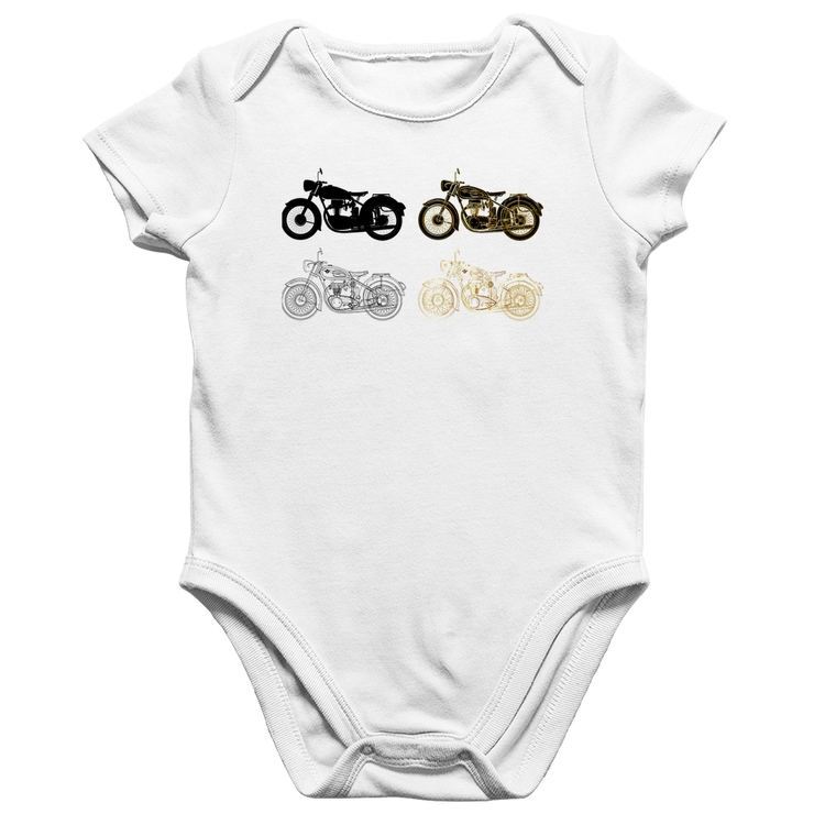 Body Bebê Algodão Motorcycle Vector - Branco