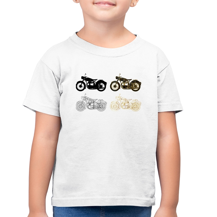 Camiseta Algodão Infantil Motorcycle Vector - Branca