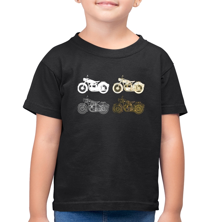 Camiseta Algodão Infantil Motorcycle Vector