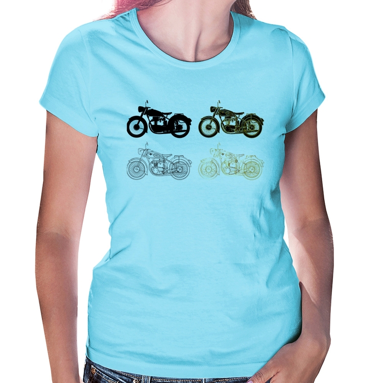 Baby Look Motorcycle Vector - Azul Bebê