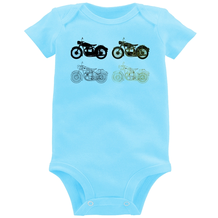 Body Bebê Motorcycle Vector - Azul Bebê