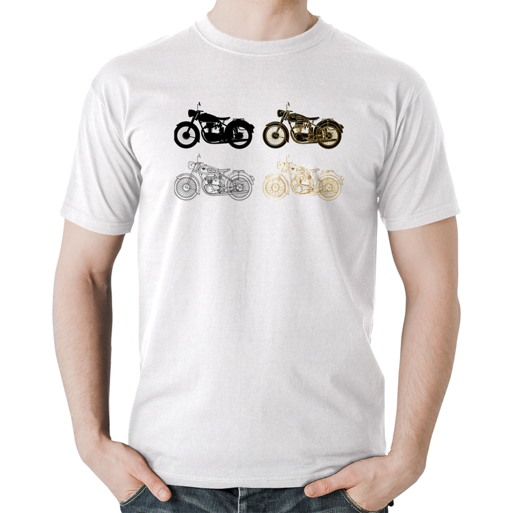 Camiseta Algodão Motorcycle Vector - Branca