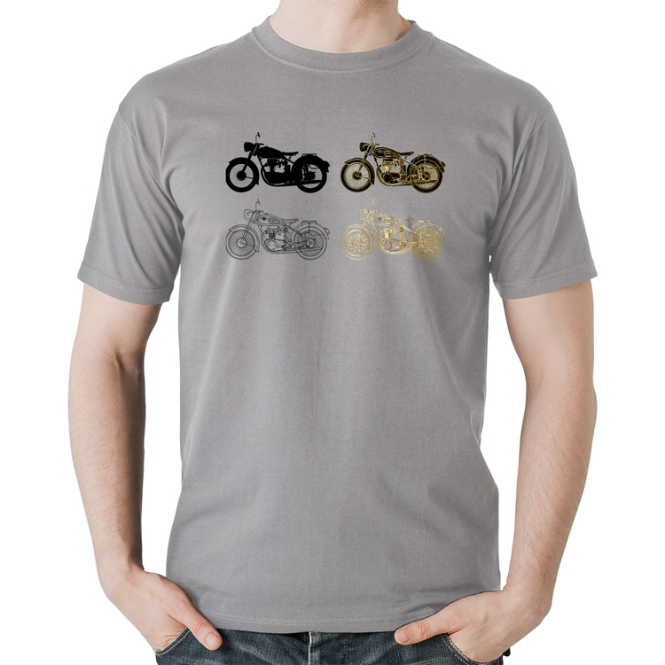 Camiseta Algodão Motorcycle Vector - Cinza