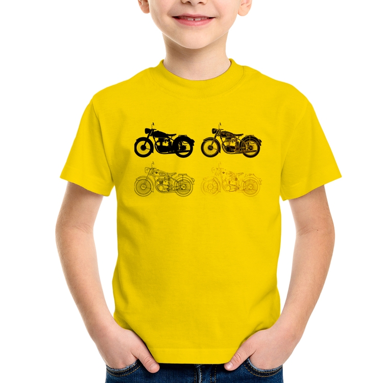 Camiseta Infantil Motorcycle Vector - Amarela