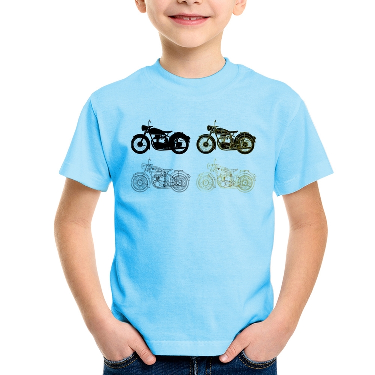Camiseta Infantil Motorcycle Vector - Azul Bebê