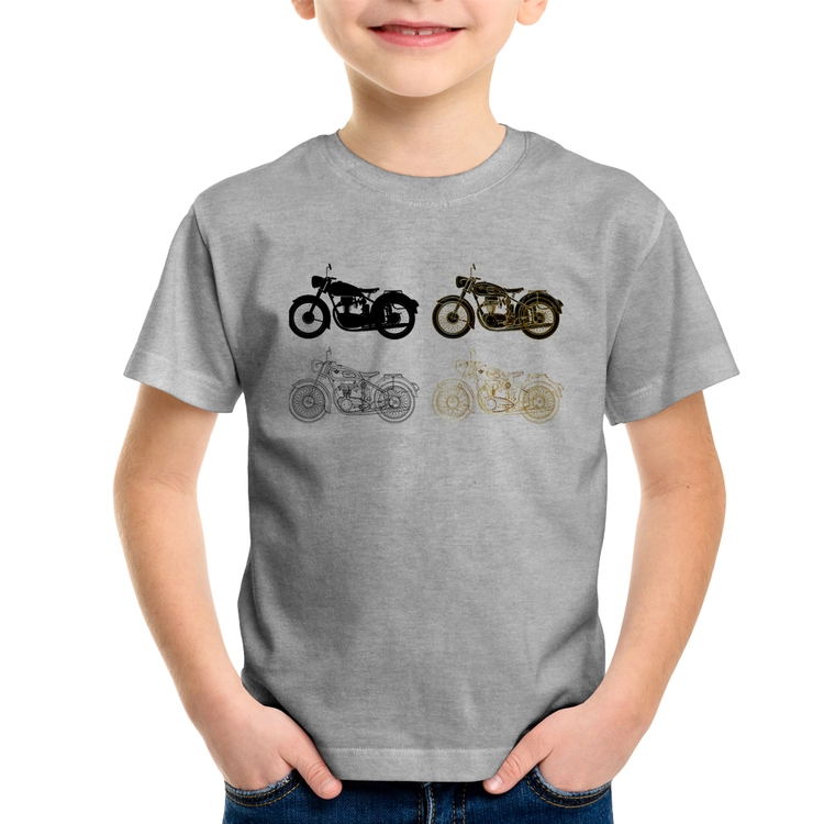 Camiseta Infantil Motorcycle Vector - Cinza
