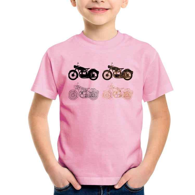 Camiseta Infantil Motorcycle Vector - Rosa Bebê