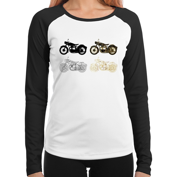 Baby Look Raglan Motorcycle Vector Manga Longa