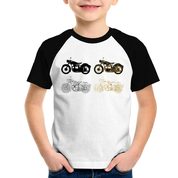 Camiseta Raglan Infantil Motorcycle Vector