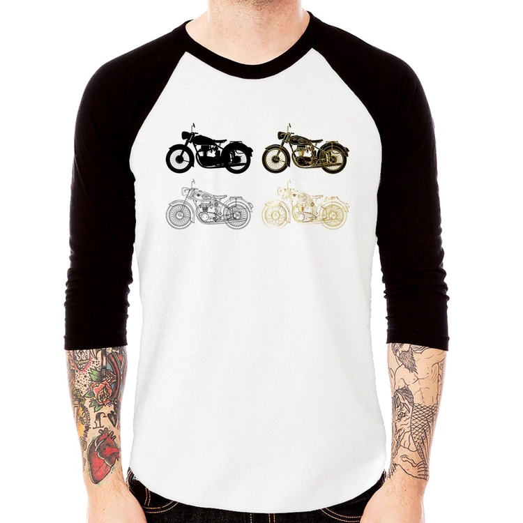 Camiseta Raglan Motorcycle Vector Manga 3/4