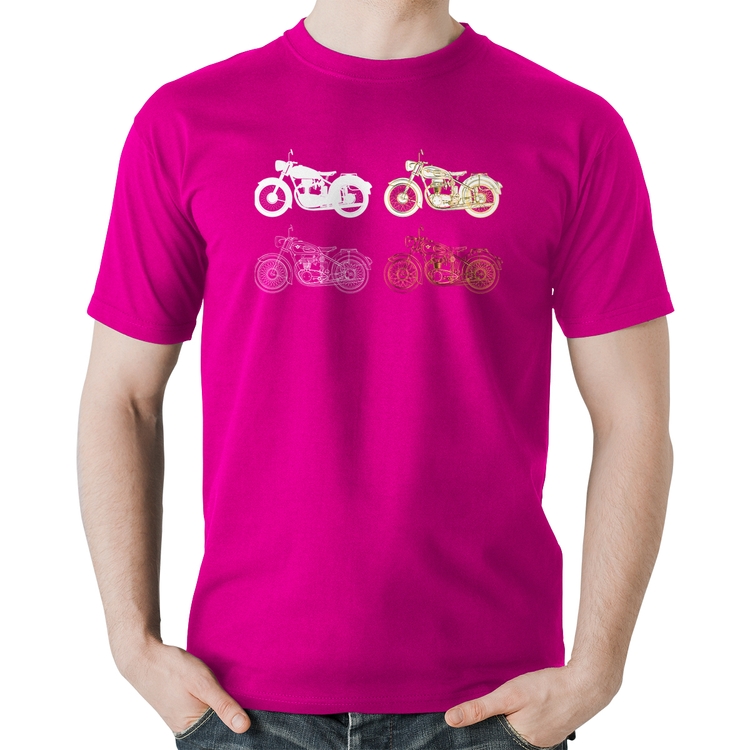 Camiseta Algodão Motorcycle Vector - Rosa