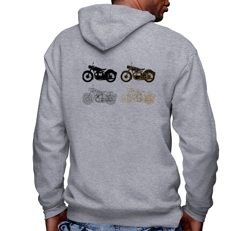 Blusa Moletom Motorcycle Vector Masculina com Capuz e Zíper - Mescla
