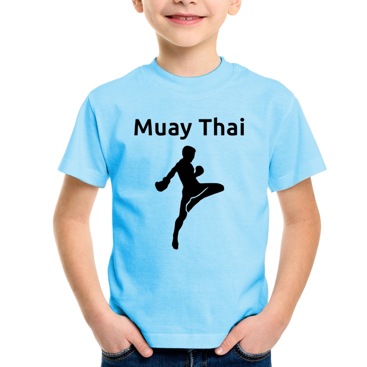 Camiseta Infantil Muay Thai - Azul Bebê