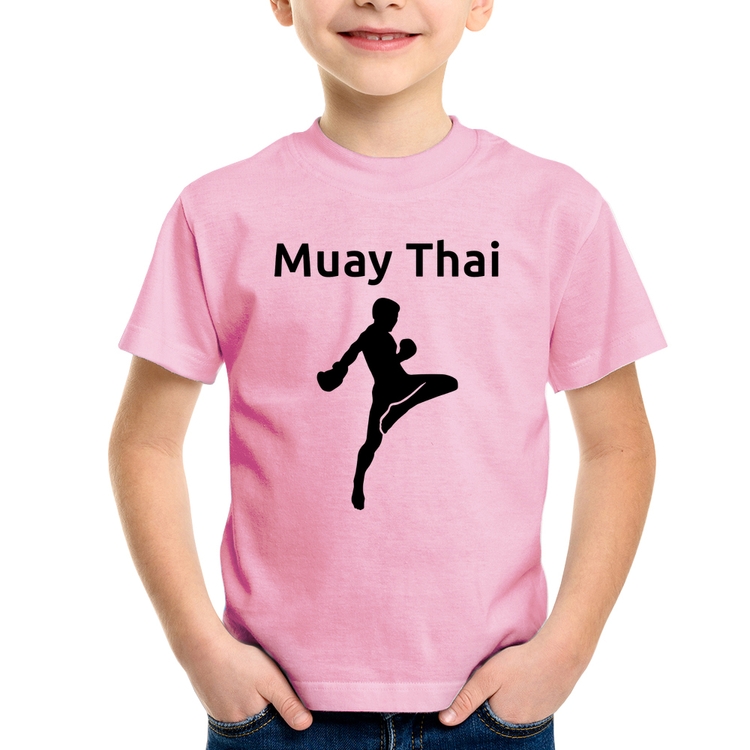 Camiseta Infantil Muay Thai - Rosa Bebê