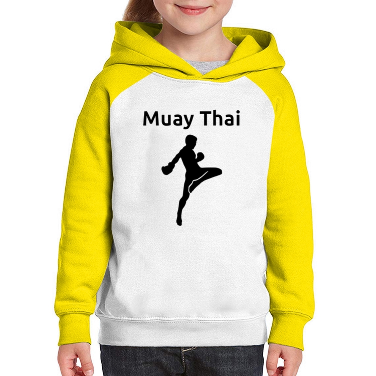 Moletom Infantil Muay Thai - Branco/Amarelo