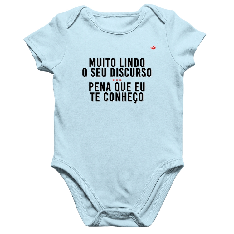 Body Bebê Algodão Muito lindo o seu discurso - Azul Bebê