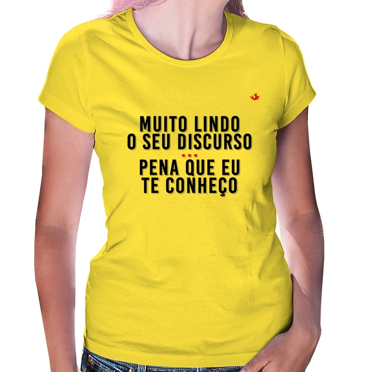 Baby Look Muito lindo o seu discurso - Amarela