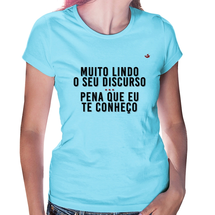 Baby Look Muito lindo o seu discurso - Azul Bebê