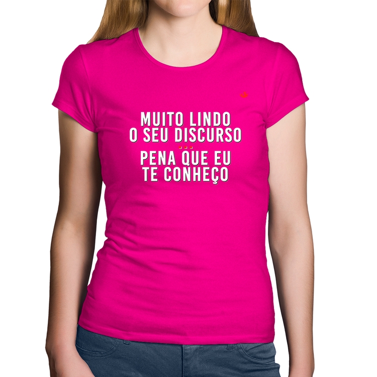 Baby Look Algodão Muito lindo o seu discurso - Rosa