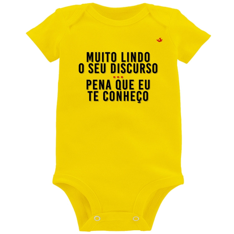 Body Bebê Muito lindo o seu discurso - Amarelo