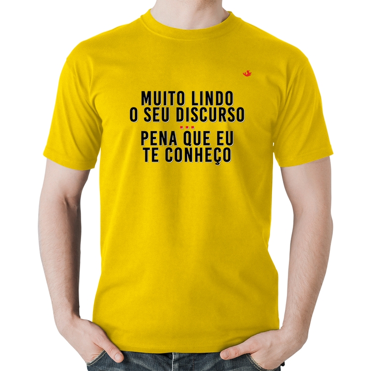 Camiseta Algodão Muito lindo o seu discurso - Amarela