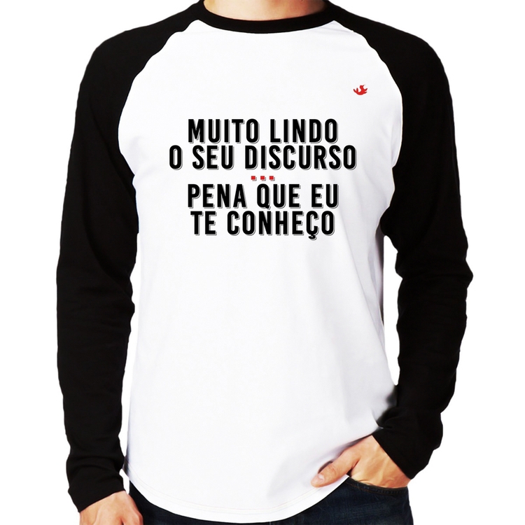 Camiseta Raglan Muito lindo o seu discurso Manga Longa