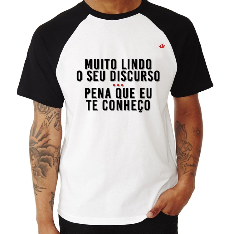Camiseta Raglan Muito lindo o seu discurso