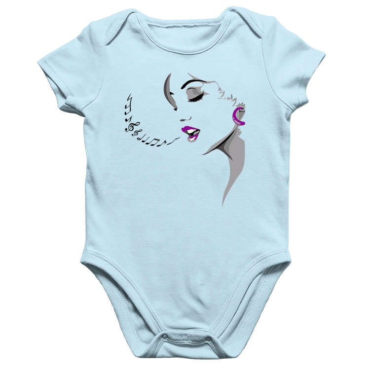 Body Bebê Algodão Mulher Cantando - Azul Bebê