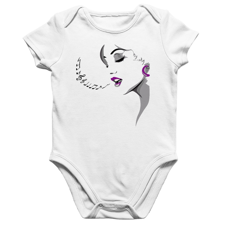 Body Bebê Algodão Mulher Cantando - Branco