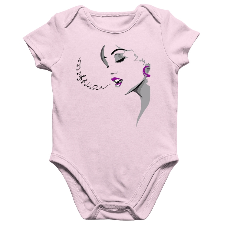 Body Bebê Algodão Mulher Cantando - Rosa Bebê