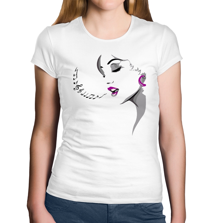 Baby Look Algodão Mulher Cantando - Branca