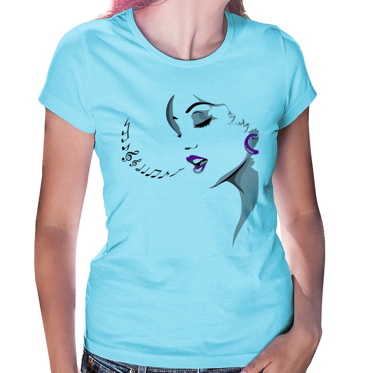 Baby Look Mulher Cantando - Azul Bebê