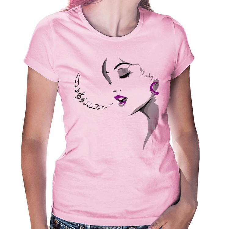 Baby Look Mulher Cantando - Rosa Bebê