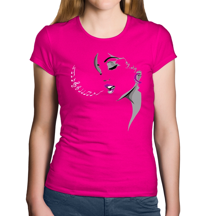 Baby Look Algodão Mulher Cantando - Rosa