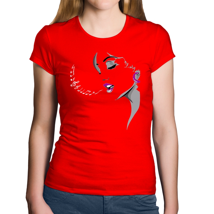 Baby Look Algodão Mulher Cantando - Vermelha