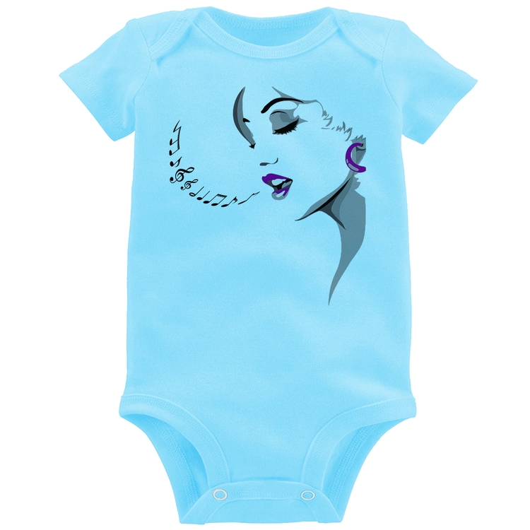 Body Bebê Mulher Cantando - Azul Bebê