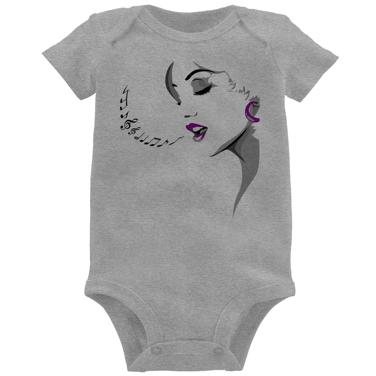 Body Bebê Mulher Cantando - Cinza