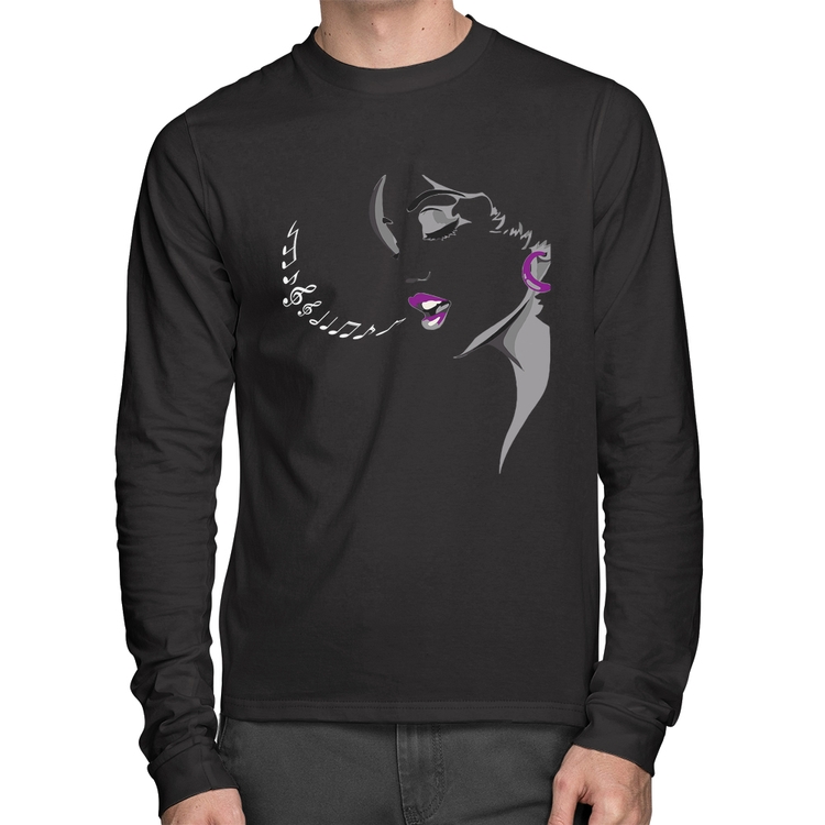 Camiseta Algodão Mulher Cantando Manga Longa