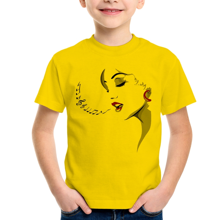 Camiseta Infantil Mulher Cantando - Amarela
