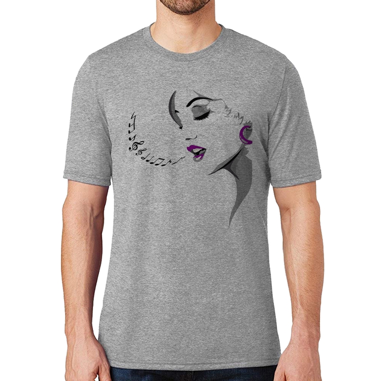Camiseta Mulher Cantando - Cinza